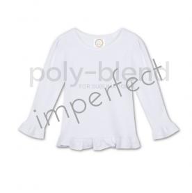 IMPERFECT *Sublimation Blanks* Blank Girl's Long Sleeve Ruffle Tee Shirt - Poly Blend